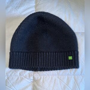 Hugo Boss Black Knit Beanie with Green Accent
